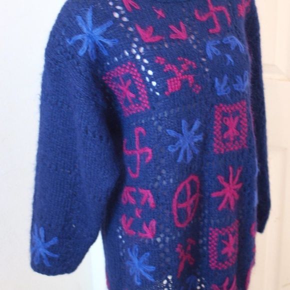Internationale‎ Handknitted Sweater Dress Blue L - Picture 5 of 9